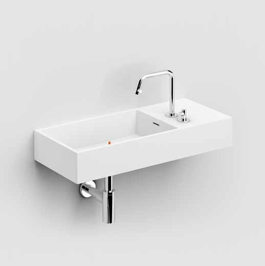 WASH ME / washbasins washbasins / WASH ME NEW Design René Holten Wash Me wastafel, met kranenbank links of rechts, met 2 voorbewerkte kraangaten, zonder afvoerplug.