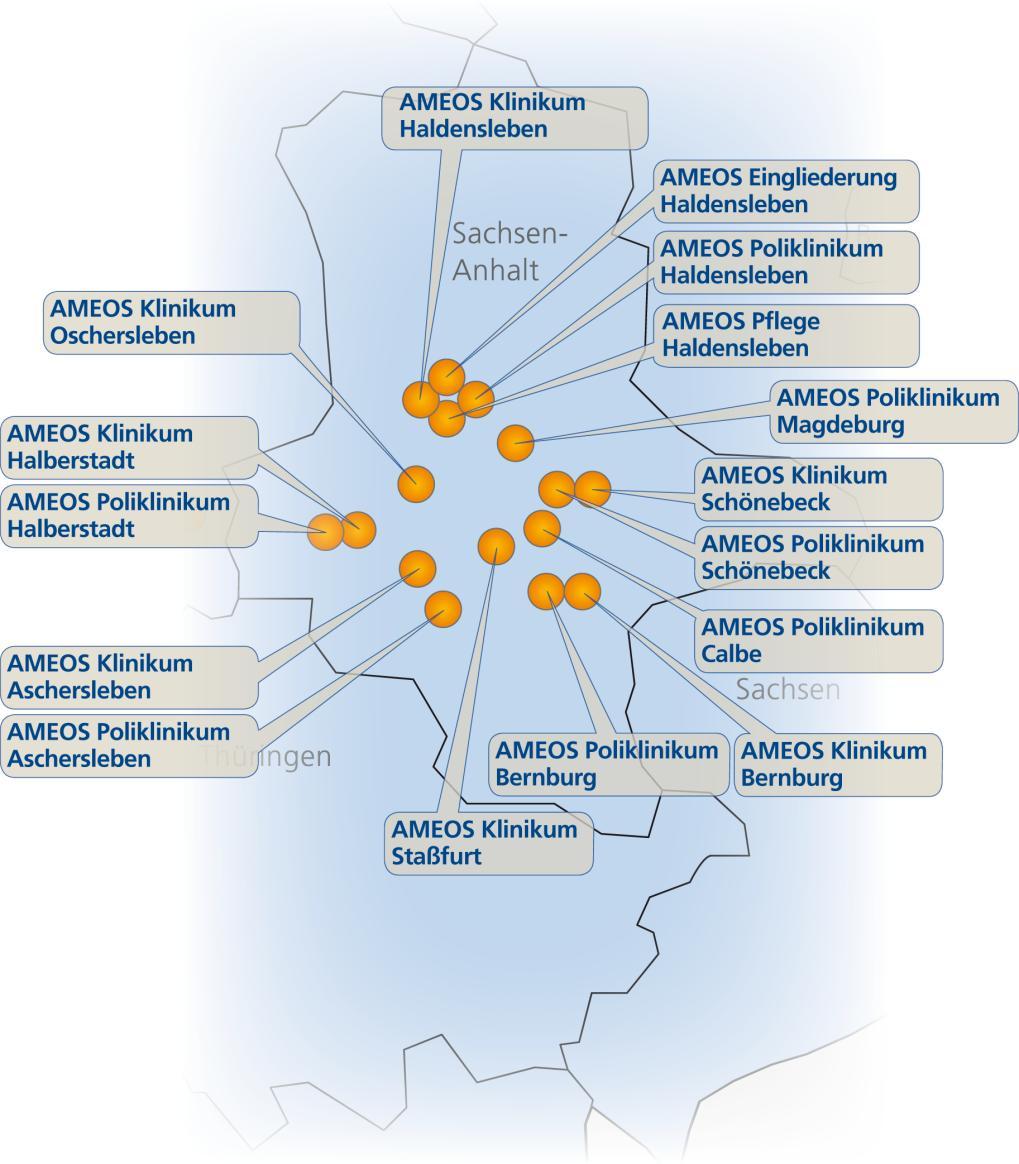 AMEOS Ost 16 Einrichtungen an 9 Standorten mit 2.