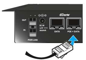Dante -Interface SL DI 4 XLR Spannungsversorgung herstellen Sie können die Spannungsversorgung für das SL DI 4 XLR auf zwei unterschiedliche Arten herstellen.
