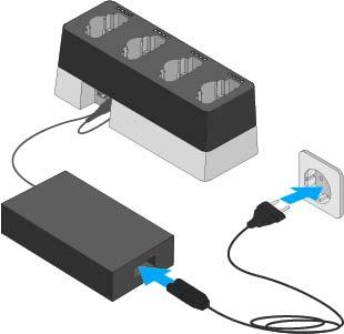 Ladegerät CHG 4N Verbinden Sie das eine Ende des losen