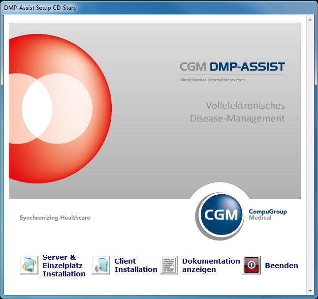 Laufwerksbuchstabe CD/DVD ROM Laufwerk :\autorun.exe Nach dem Ausführen der autorun.exe erscheint der DMP-Assist Start-Dialog.