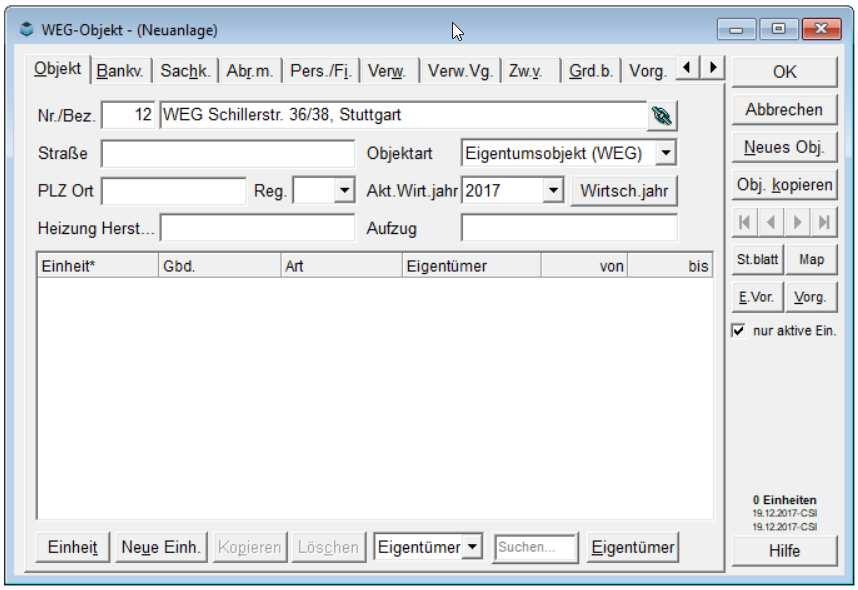 9 Stammdaten Das Hauptregister des Objekts Das Hauptregister ist der eigentliche Arbeitsbereich, in dem die wichtigsten Arbeiten im Stammdatenbereich erledigt werden. Nr.