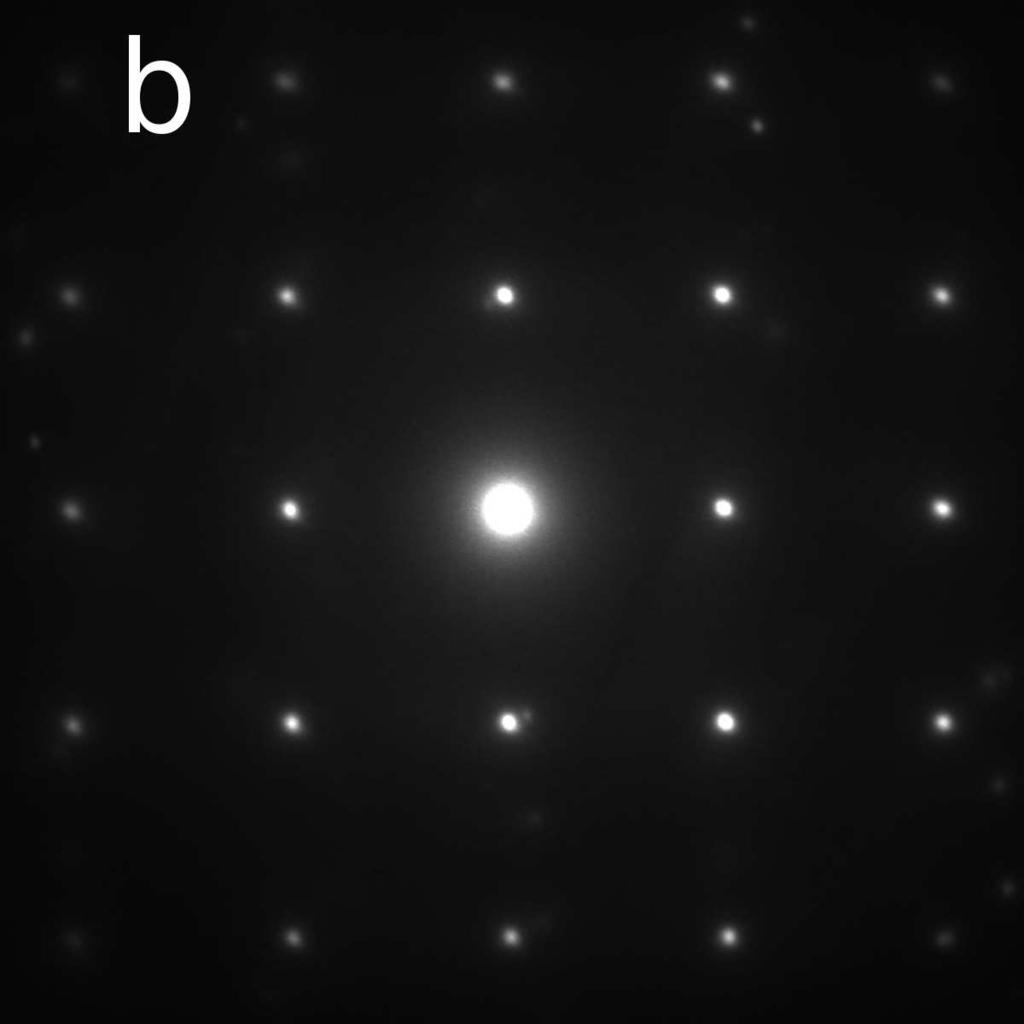 1: TEM-Hellfeld-Aufnahme der Mikrostruktur der Legierung Zr 64,5 Ti 11,4 Ni 13,8 Cu 10,3 im Herstellungszustand Ingot und beispielhafte SAED-Aufnahmen darin enthaltener kristalliner Phasen: (a)
