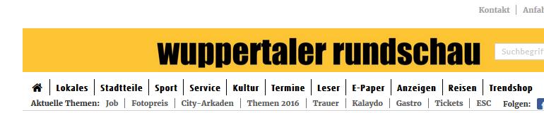 Microsite Einbindung Die Microsite wird in der Navigationsleiste von www.wuppertaler Rundschau.