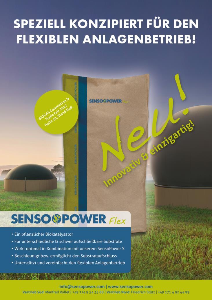 Produkte für einen flexiblen Anlagenbetrieb SensoPower Flex verbessert und beschleunigt den Aufschluss von Substraten wie z.b. Mist, GPS, sehr trockenem Mais.