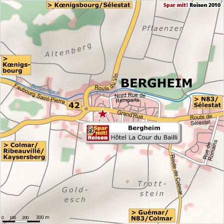 LAGE, ANREISE Das Winzerdorf Bergheim liegt im Département Haut-Rhin und gehört zum Gemeindeverband Pays de Ribeauvillé.