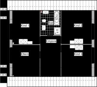 Dachgeschoss, mit drei Kinderzimmern (Nutzfläche)