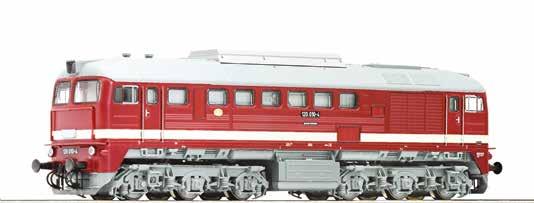 Diesellokomotive 120 010, DR 146 NEM 651 Motor mit Schwungmasse. Antrieb auf sechs Achsen, Haftreifen. Kupplungsaufnahme nach NEM 358.