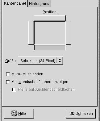 Das Dialogfeld Panel-Eigenschaften enthält die folgenden Bereiche im Registerformat: (Panel-Typ)-Panel Hintergrund 2.