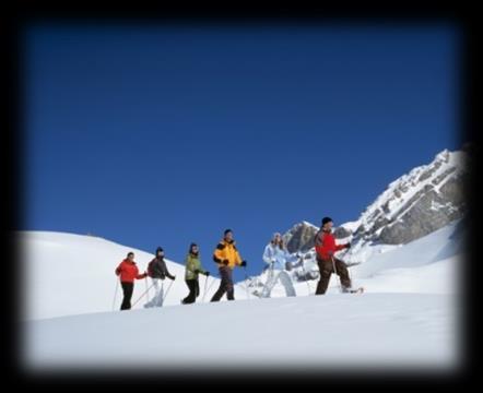 Schneeschuhtouren Erleben Sie die Natur auf Schneeschuhen mit einer gemütlichen Wanderung durch tief verschneite Landschaften abseits vom täglichen Rummel.