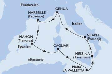Von Messina aus haben Sie die Möglichkeit an einem Ausflug zum Ätna teilzunehmen und Neapel bietet sich an um die archäologisch hochinteressante Stätte Pompeji