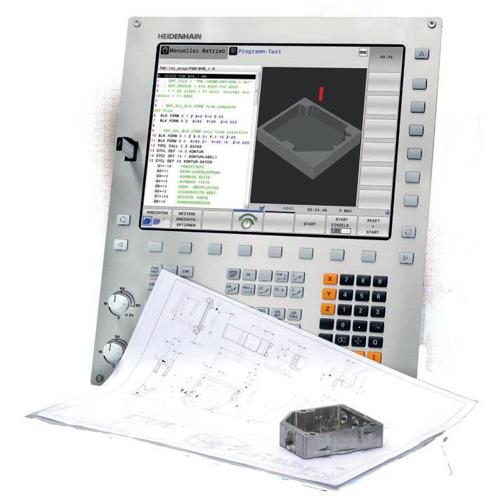 Offen für externe Informationen die TNC 620 verarbeitet CAD-Dateien CAD-Viewer Mit dem bereits im Standard integrierten CAD-Viewer können Sie 3D-CAD-Modelle und Zeichnungen direkt auf der TNC 620