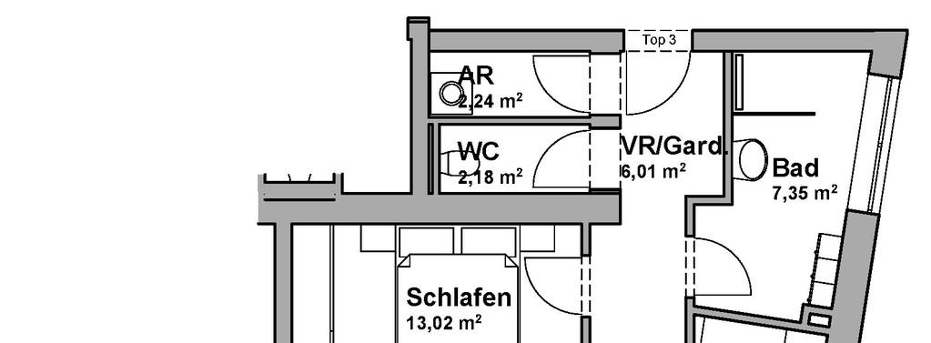 Wohnanlage TASSILO Pfarrkirchen / Bad Hall TOP 03 / Erdgeschoß Wohnfläche 66,3 m² Eigengarten ca.