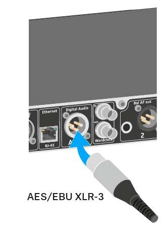 EM 6000 installieren Digitale Audiosignale ausgeben Der EM 6000 kann auch digitales Audio ausgeben. Verwenden Sie dazu den Ausgang Digital Audio AES 3 auf der Rückseite des EM 6000.