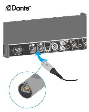 EM 6000 installieren Audio über ein Dante -Netzwerk ausgeben (nur EM 6000 DANTE) Um digitale Audiosignale über ein Dante -Netzwerk auszugeben, verfügt der EM 6000 DANTE über eine Dante-Schnittstelle