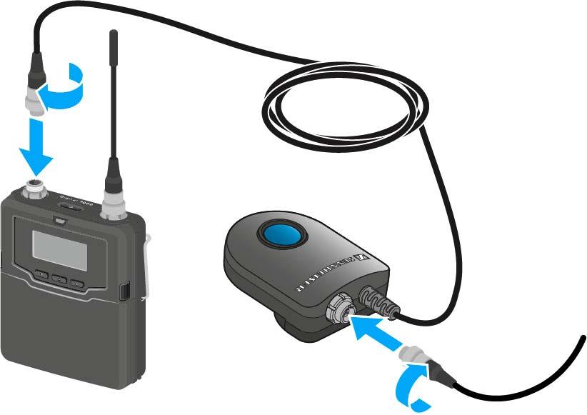 SK 6000 installieren Den Command-Adapter KA 9000 COM an den SK 6000 anschließen Mithilfe des Command-Adapters KA 9000 COM können Sie per Fernsteuerung den Audiokanal am Empfänger EM 6000 wechseln, z.