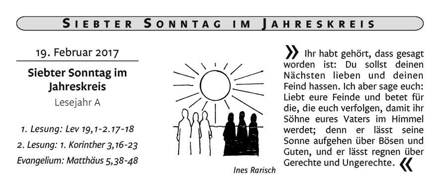 Samstag 18.02.: GOTTESDIENSTE UND VERANSTALTUNGEN vom 18.02. 12.03.2017 14.00 Katholischer Frauenbund Fasching mit den evang. Bastelfrauen mit Musik und guter une im Pfarrsaal. Ungh 18.