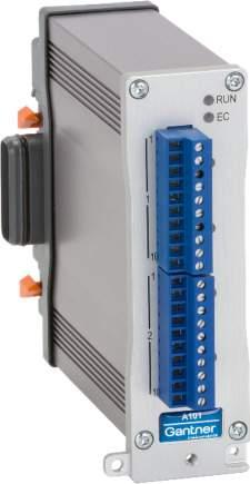 Q.bloxx EC A102 EtherCAT-Modul für Messbrücken und IEPE Sensoren Die wichtigsten Fakten: 1 analoger Eingangskanal Messbrücke (Voll, Halb, Viertel), IEPE-Sensor, Spannung, Strom 1 analoger Ausgang