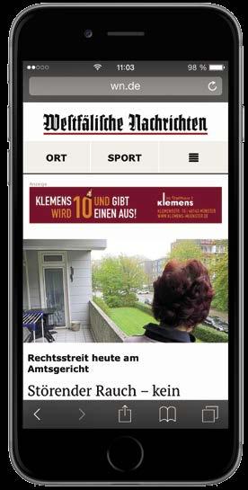 11 Werben mit mobil.wn.de Die Newsportale auf Ihrem Handy Auch das Onlineangebot von wn.de und muensterschezeitung.