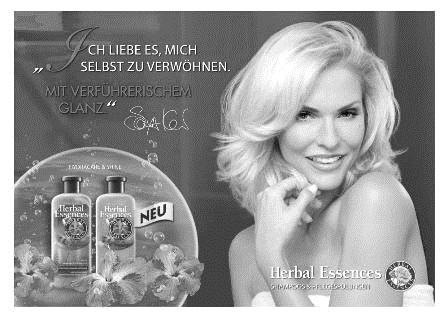 1) a) Betrachten Sie das auf der folgenden Seite abgebildete Werbeplakat der Kampagne von Herbal Essences, welches an den Endverbraucher gerichtet ist.