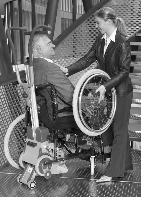 3.5 Modell PT-Plus (plus Rollstuhl) Treppensteiger plus vollwertigem Rollstuhl (Selbstfahrer) mit integriertem Adapter. Der Treppensteiger kann also an- und abgekuppelt werden.