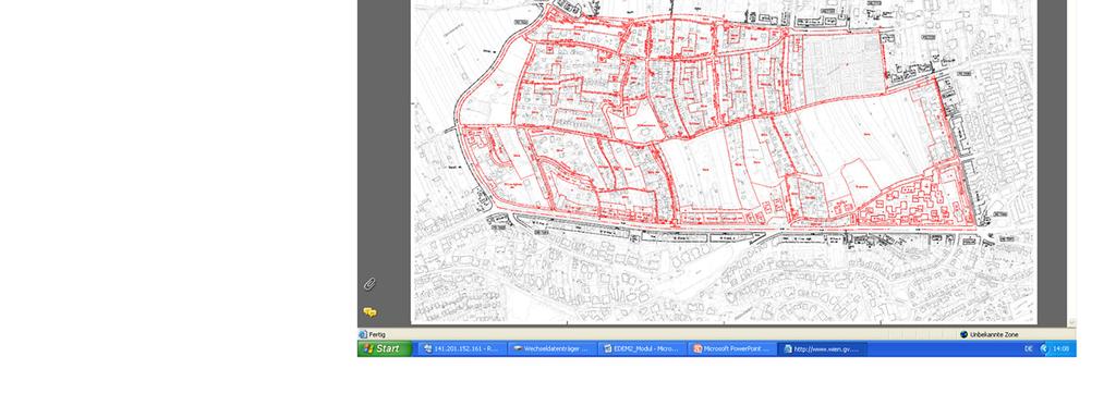 Das Satellitenbild gibt eine ergänzende Information zu dem betroffenen Stadtteil, z.b. hinsichtlich Grünraum, Lage in der Gesamtstadt.