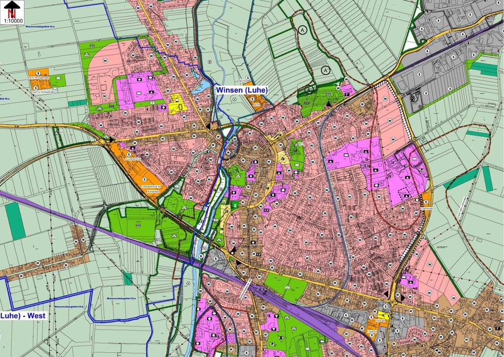 Der Winsener Flächennutzungsplan: erstreckt sich auf das gesamte Stadtgebiet ist im Maßstab 1 : 5000 dargestellt enthält die Grundzüge für die geordnete städtebauliche Entwicklung enthält die