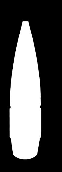 Im Heck mündet die Geschossform in einem V-Tail-Heck, das durch seine Form ebenfalls für Präzision und Flugstabilität auf