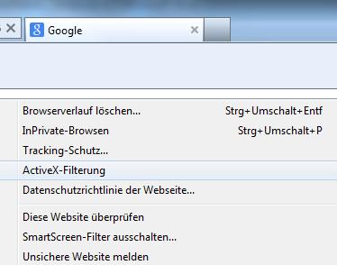 verwalten Alle Java Add-Ons müssen im Statusregister aktiviert sein.