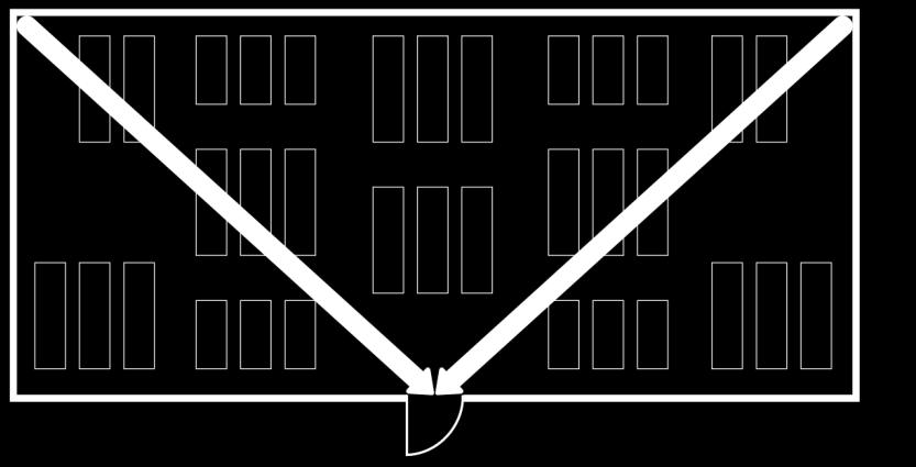 2 Messweise 1 Die gesamte Fluchtweglänge setzt sich zusammen aus der Fluchtweglänge in der Nutzungseinheit (gemessen in der Luftlinie der Räume) und der Fluchtweglänge im Korridor (gemessen in der