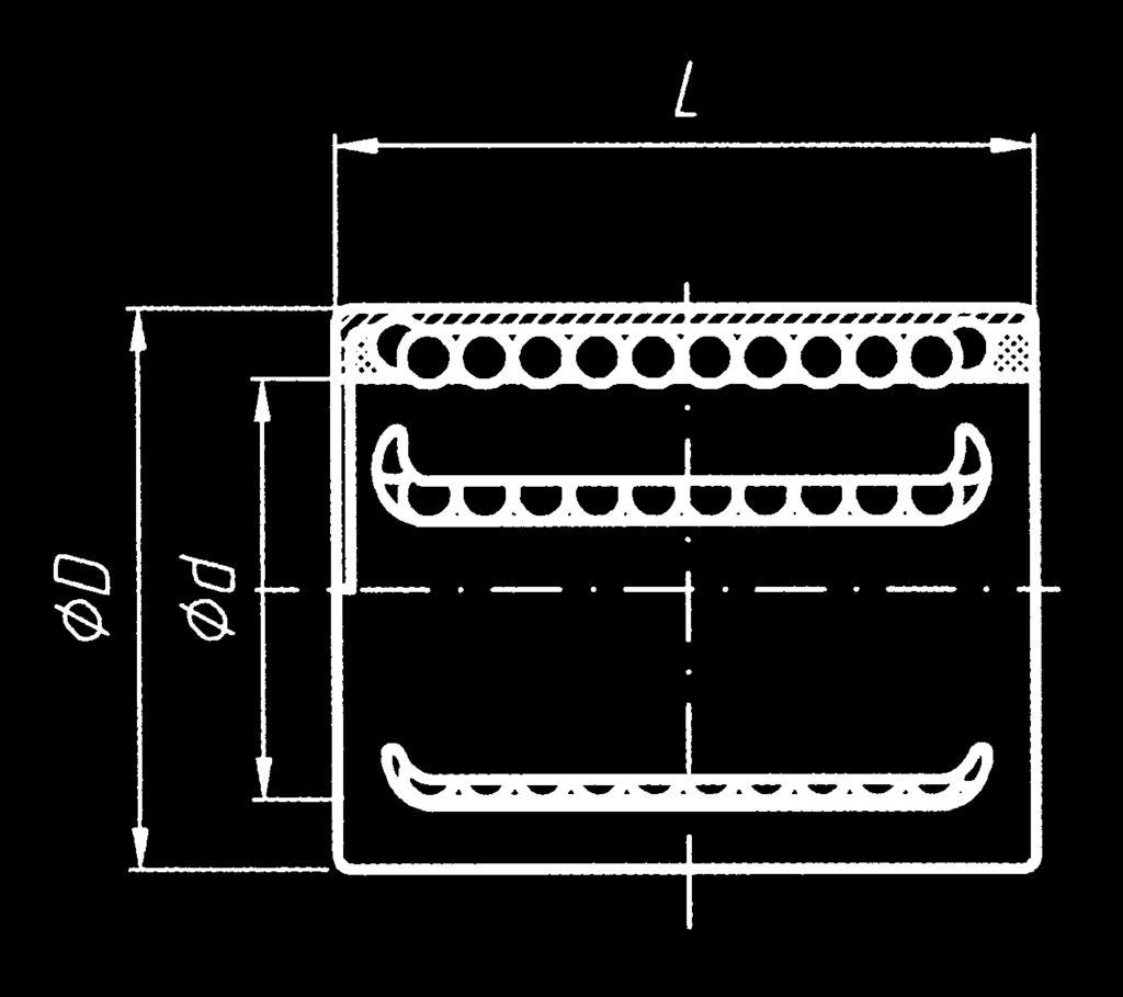 Linearkugelhülse KH Standard Linearkugelhülse Der Außenmantel besteht aus Stahlblech, der Käfig aus Kunststoff. Die Kugeln sind Grade 10.