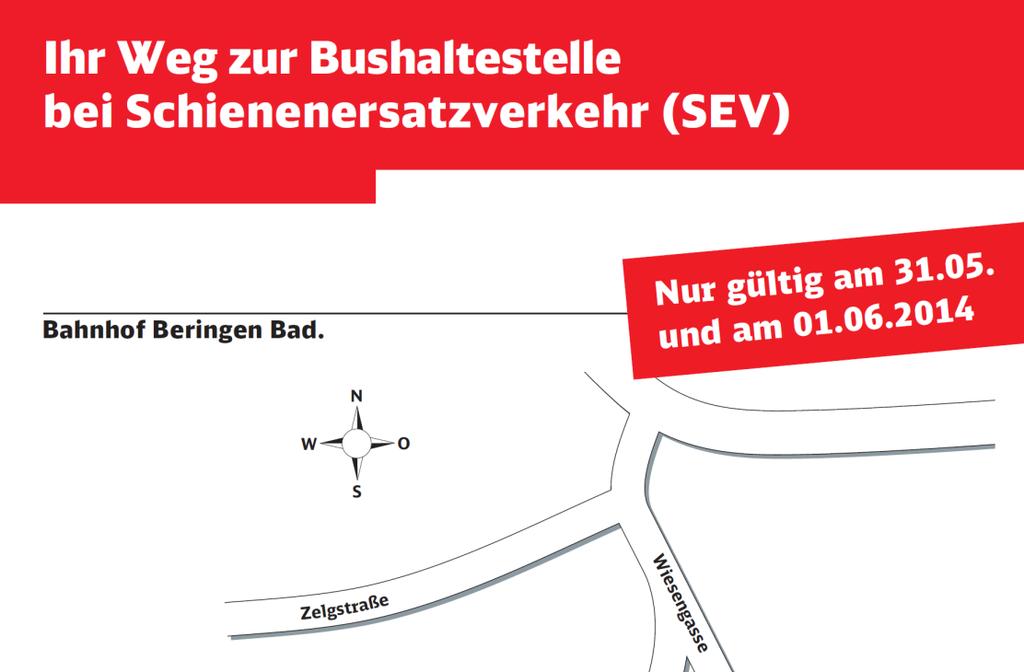 KBS 730 Übersichten zu Standorten der SEV-Bushaltestellen zwischen Waldshut