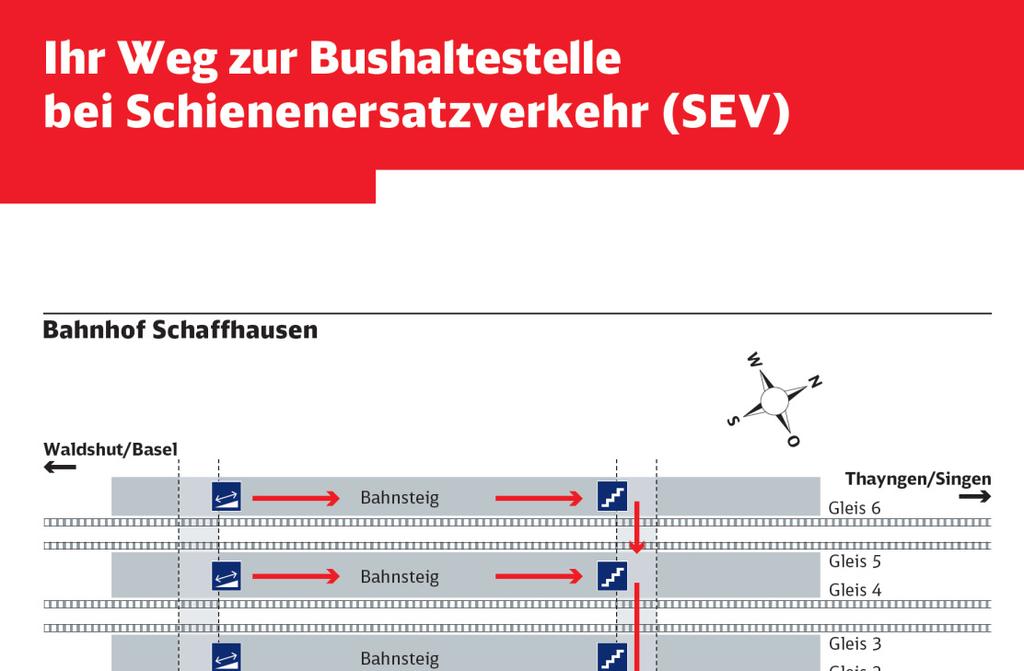 KBS 730 Übersichten zu Standorten der SEV-Bushaltestellen zwischen Waldshut und Schaffhausen Ersatzverkehr am Wochenende, 31.05.+ 01.06.