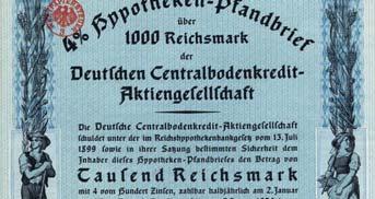 # 00071 über RM 500; Lit E # 00857 über RM 200 und Lit F # 6304 über RM 100; Berlin, den 1. August 1934; Farben: blau/schwarz, lila/schwarz, rosè/schwarz und gelb/schwarz; Maße: 29.