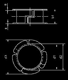 : M D M-1213-06 Blechstärke d2 metrisch Form Werkstoff Besondere Eigenschaften: große Bundflächen symmetrischer Bund einfache Montage leicht einzuclipsen unverlierbar nach KTL Abmessungen [mm]