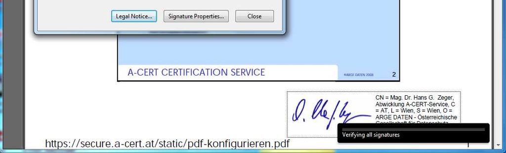 Should the signature in this document still be invalid or unknown the Windows certificate store probably