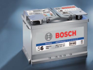 Volle Power: Bosch-Batterien für Start / Stopp-Systeme Konstante Energiespitze: S6 AGM- Technologie immer versorgt Spezielle Mikroglasfasermatten liegen dicht zwischen den Bleiplatten der