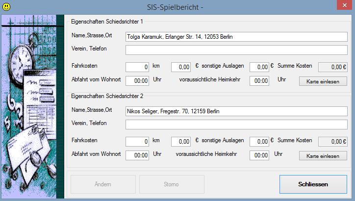 Eintragung SR-Spesen VOR dem Spiel Eingabe NUR durch den SK.