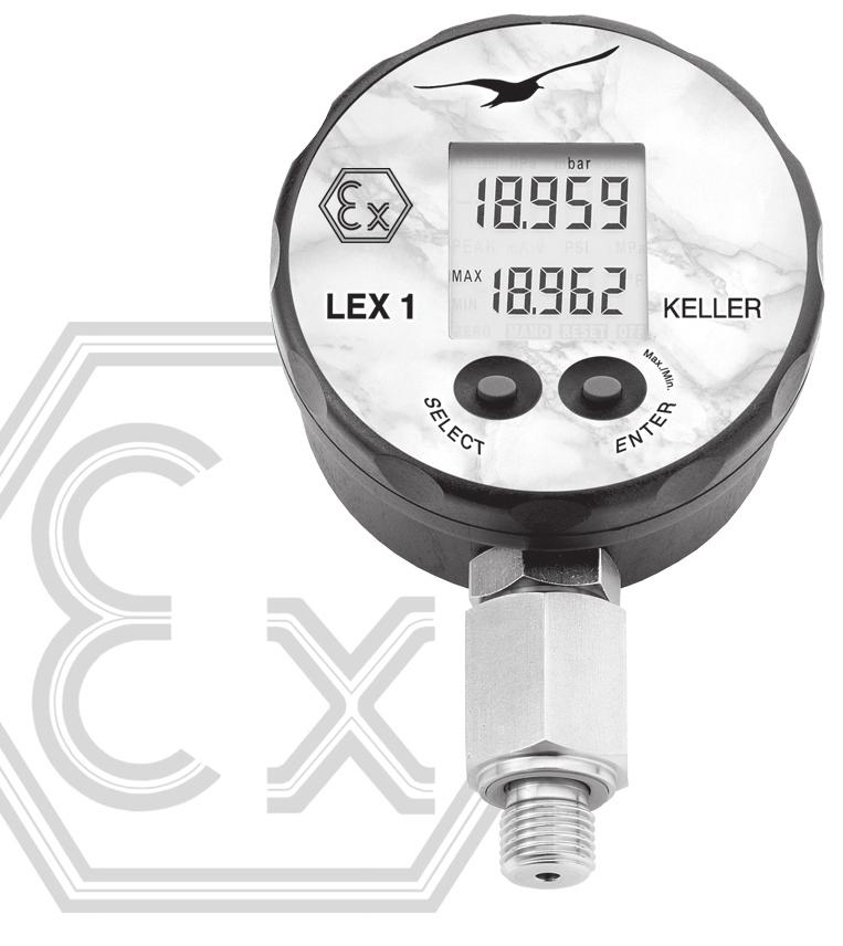 LEX 1 Ei Aktueller Druckwert Actual Pressure Value Valeur de pression actuelle Min.-/Max.-Druckwert Min.-/Max. Pressure Value Valeur de pression Min./Max. ENTER Min.