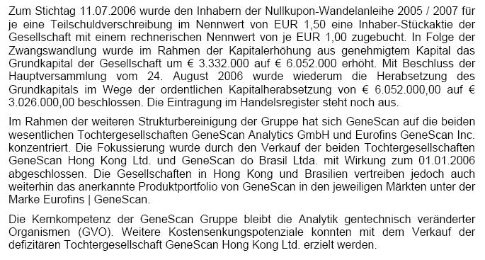 Beispiel: GeneScan Europe AG Konzernabschluss nach IFRS -