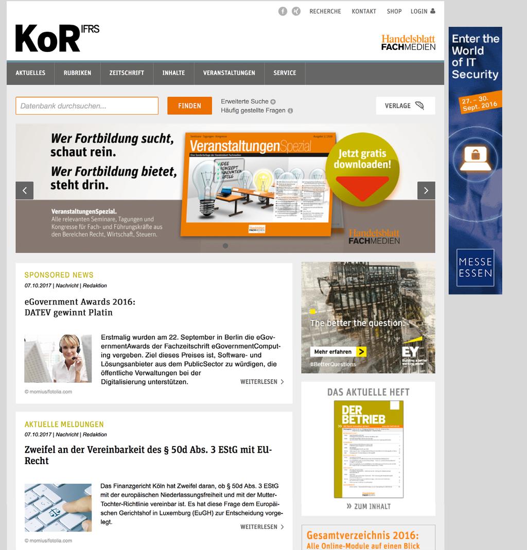 KoR Digital www.kor-ifrs.de Skyscraper Der Online-Service von KoR bündelt entscheidendes Know-how zur internationalen und kapitalmarktorientierten Rechnungslegung.