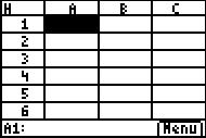 Wie gibt man nun dies alles in CellSheet ein und wie startet man überhaupt diese TI84-Anwendung? Man startet CellSheet aus dem APPS-Menü heraus ( CSheetDe aufrufen ).