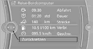 Mit dem Reise-Bordcomputer, siehe Seite 65, können Sie sich die Durchschnittsgeschwindigkeit für eine weitere Strecke anzeigen lassen.
