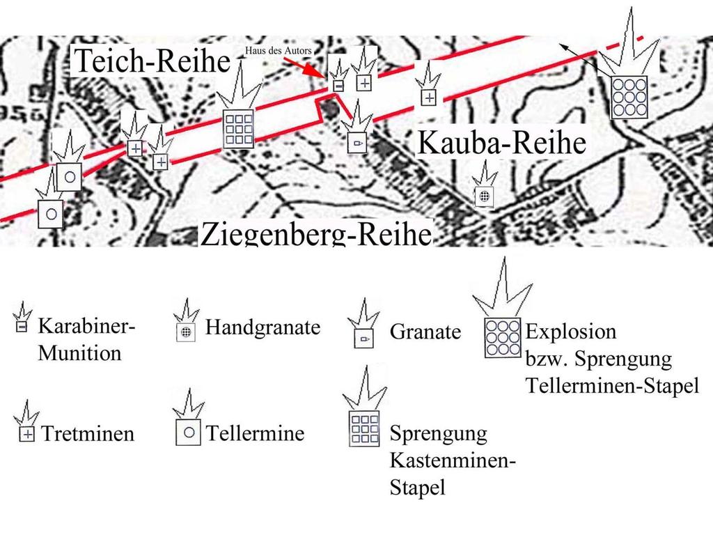mühlenberg verbracht worden sind, siehe auch Abschnitt 2.1. Die unbebauten Wiesen in der Dorfmitte bedachte man ebenfalls mit Panzerminen.