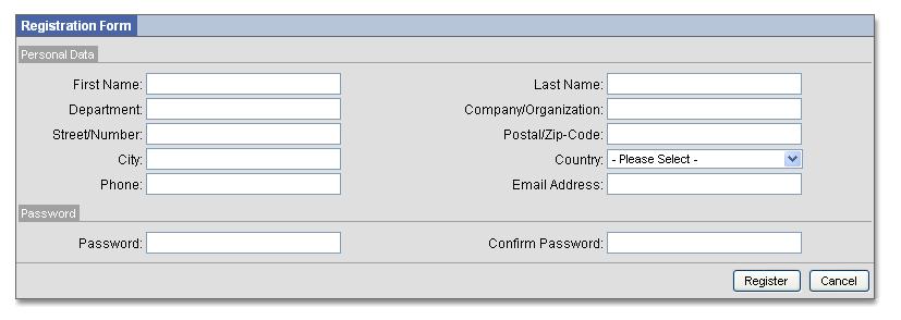 Registrierung durch den Benutzer:,registration form ausfüllen