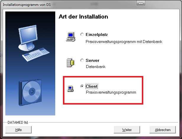 2.3. Art der Installation Auf dem Client liegt nur das Programmverzeichnis.