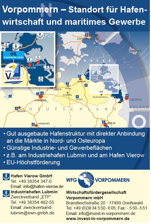 >> Standortmarketing Standortbroschüre Die Wirtschaftsregion im Nordosten Deutschlands >> Regionalkonferenz der IHK zu Rostock Im Dezember veröffentlicht die WFG Vorpommern die neue Standortbroschüre