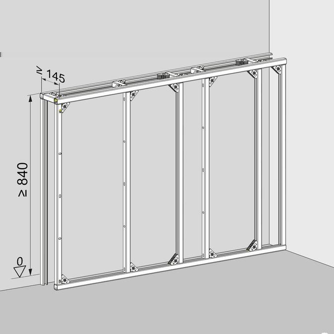 Produktinformation 2.3.2 Montagevarianten Sie haben die Möglichkeit, die Vorwandkonstruktion direkt an der gewünschten Stelle aufzubauen oder diese vorab vorzumontieren.