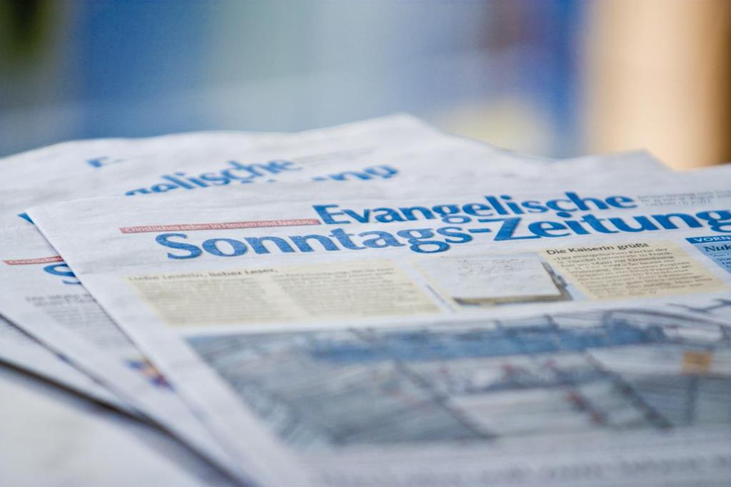 Evangelische Sonntags-Zeitung Gott und die Welt jede Woche aktuell Reportagen, Interviews und Nachrichten aus den Gemeinden und Propsteien, aus Hessen und Nassau, aus Deutschland und der Welt.