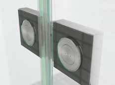 Winkel Glas/Wand eigenständig umrüstbar mit Anschraublasche nach außen. W = Festteile mit Winkeln. P = Festteile mit Profilen.